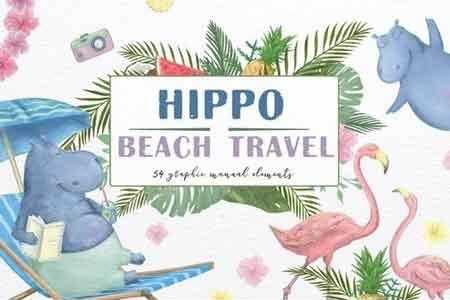FreePsdVn.com 1811279 STOCK hippo beach travel summer set 1630514 cover
