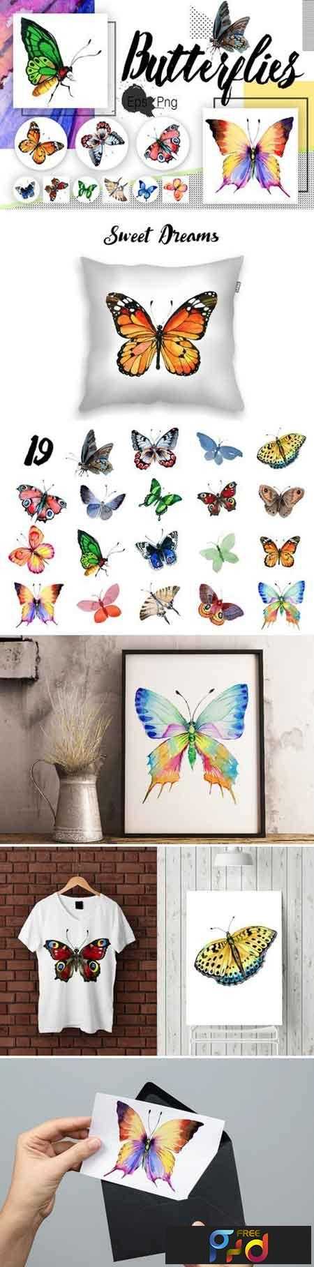 1811296 Watercolor butterflies, eps and png 1616479 1