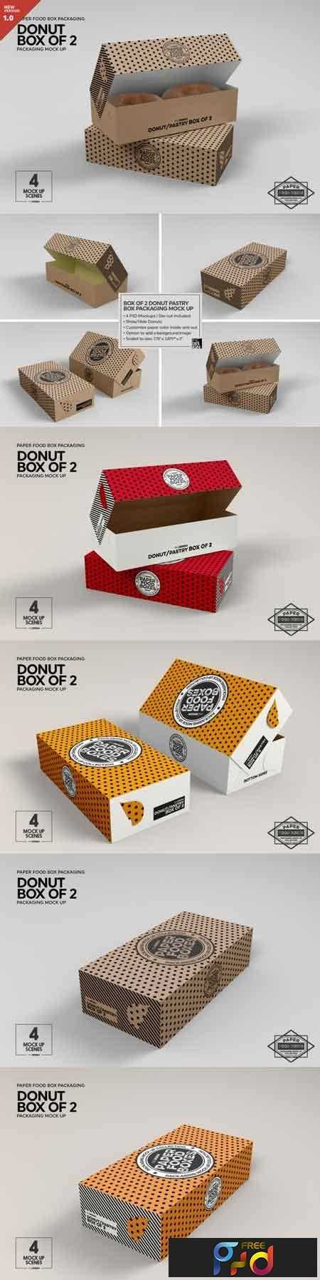 Download 1812179 Box of Two Donut Pastry Box Mockup 3485014 - FreePSDvn