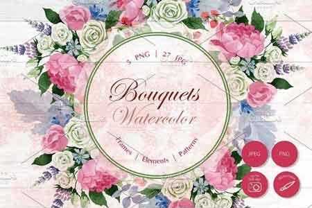 FreePsdVn.com 1812275 STOCK wedding watercolor bouquets png set 2896357 cover