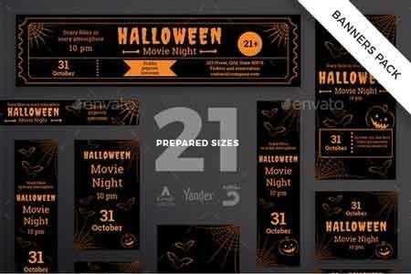 FreePsdVn.com 1812366 TEMPLATE halloween party banner pack template 20599481 cover