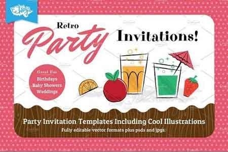 Retro Children’s Party Invitations 54075