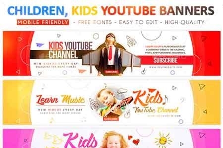 Download Kids Youtube Banners 22675571 Freepsdvn PSD Mockup Templates