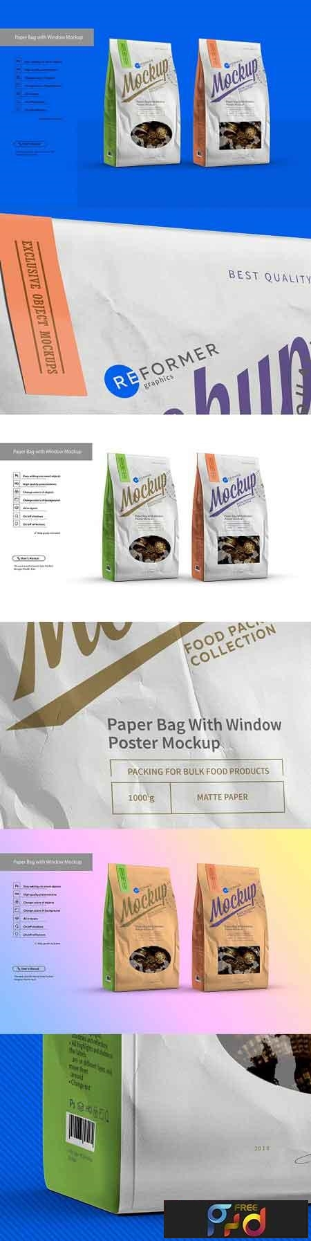 Download White Paper Bag with Window Mockup 3086233 - FreePSDvn