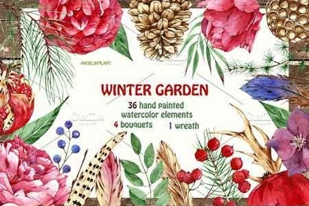 FreePsdVn.com 1815177 STOCK watercolor set winter garden 2149826 cover