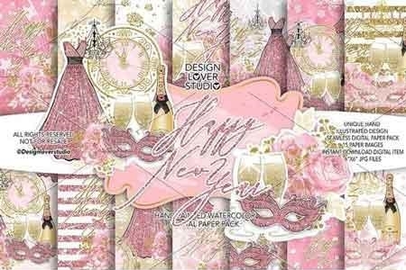 FreePsdVn.com 1815187 STOCK happy new year digital paper pack 3100942 cover
