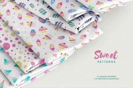 FreePsdVn.com 1816188 STOCK watercolor sweet patterns 3477781 cover