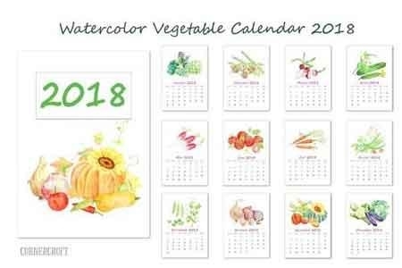 FreePsdVn.com 1816226 STOCK 2018 calendar watercolor vegetable 1989835 cover