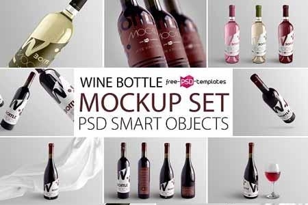Download Wine Bottle Mockup Set 3130526 - FreePSDvn