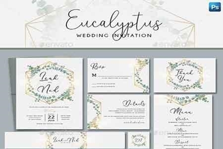 Geometric Eucalyptus Wedding Invitation 22851504