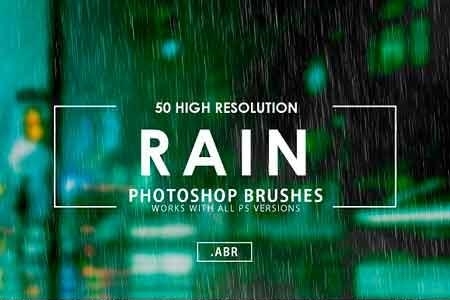 50 Rain Photoshop Brushes 3070624