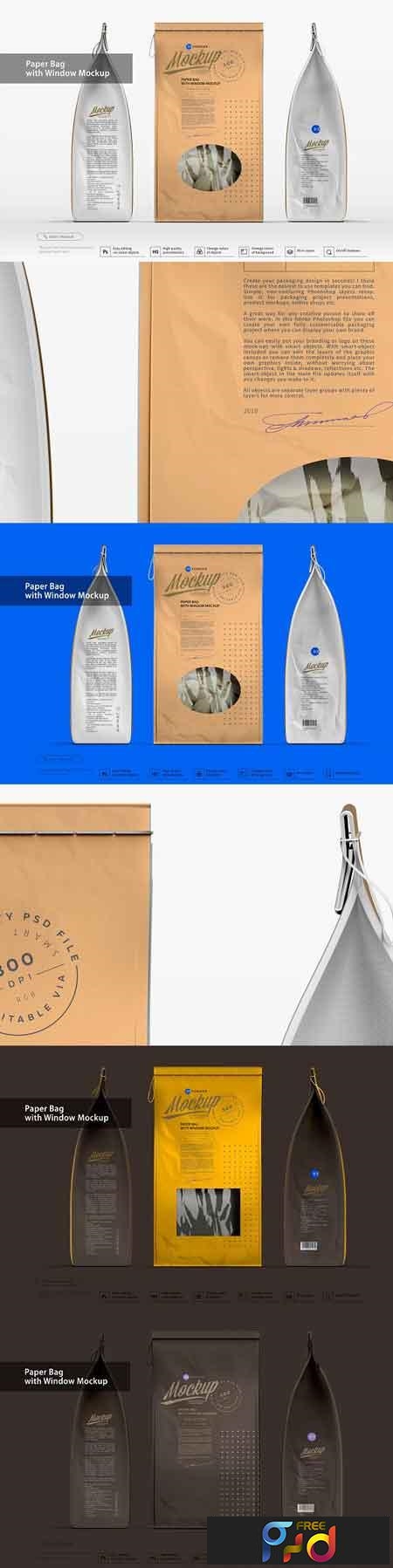 Paper Bag with Window Mockup