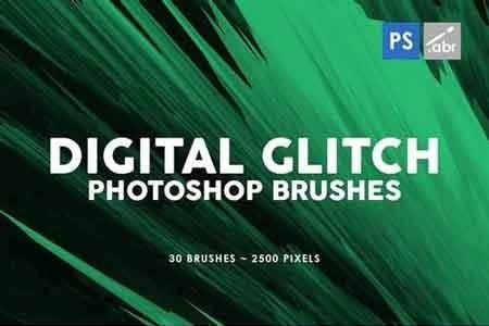 30 Digital Glitch Photoshop Stamp Brushes Freepsdvn