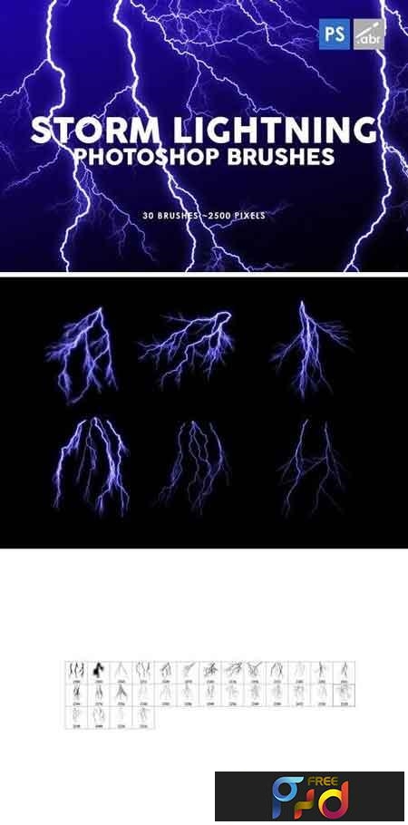 30 Storm Lightning Ptohoshop Stamp Brushes 1