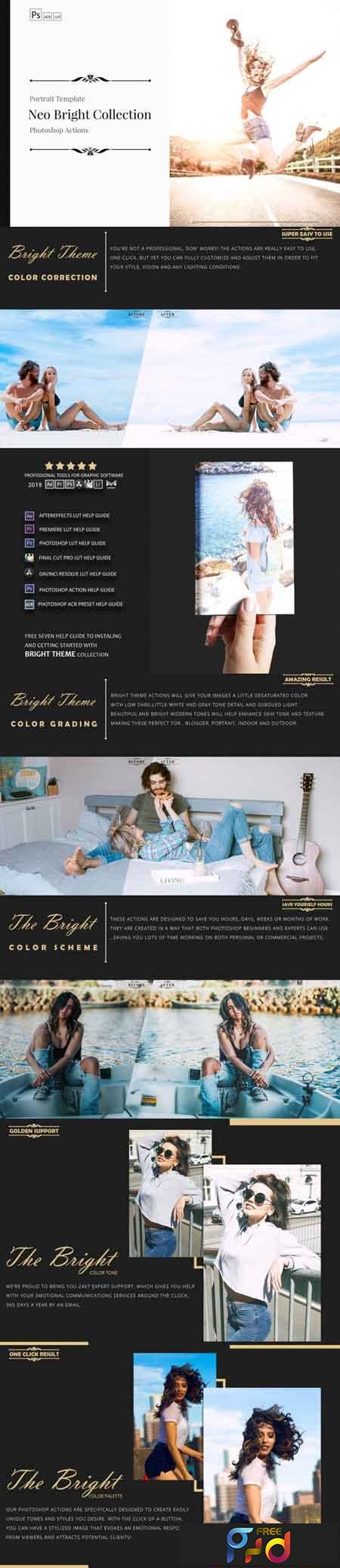 Neo Bright Color Grading photoshop actions,ACR and LUT Preset