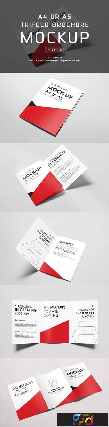 Download A4 or A5 Trifold Mockups 3210840 - FreePSDvn
