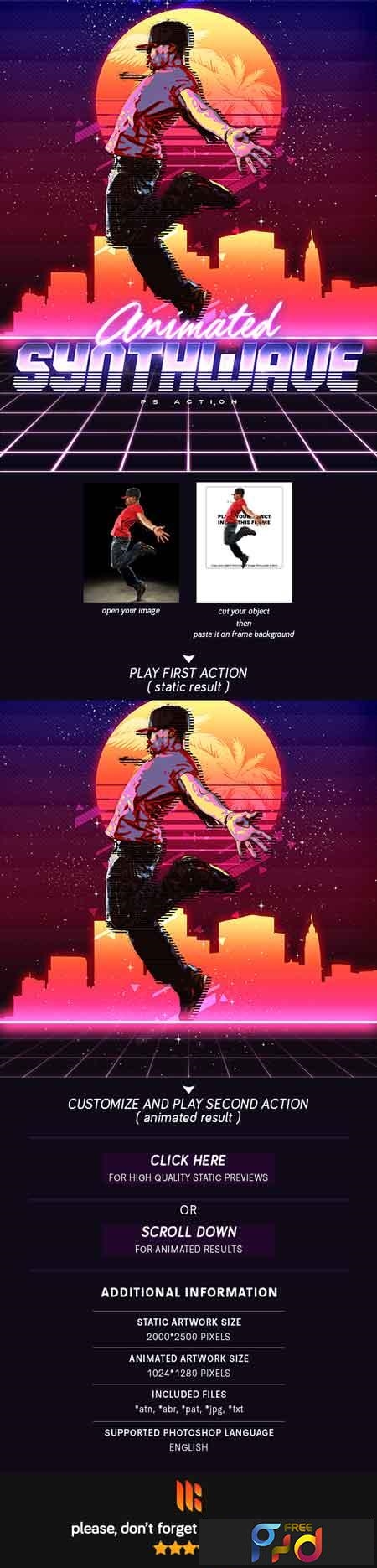 Animated 80u2019s Synthwave Poster   Photoshop Action