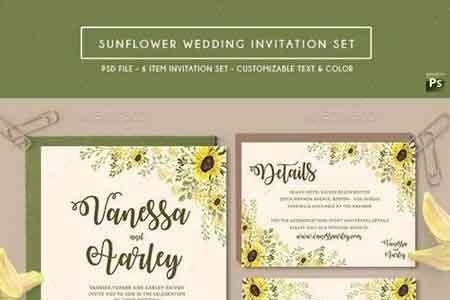 FreePsdVn.com 1902241 TEMPLATE sunflower wedding invitation set 17711228 cover
