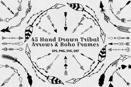 FreePsdVn.com 1904231 VECTOR 45 hand drawn tribal arrows and boho frames 946240 cover