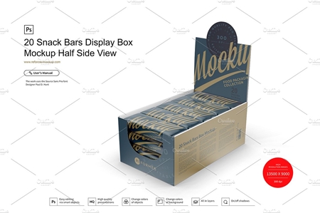 Freepsdvn.com 1905355 Mockup 20 Snack Bars Display Box Mockup 3761801 Cover