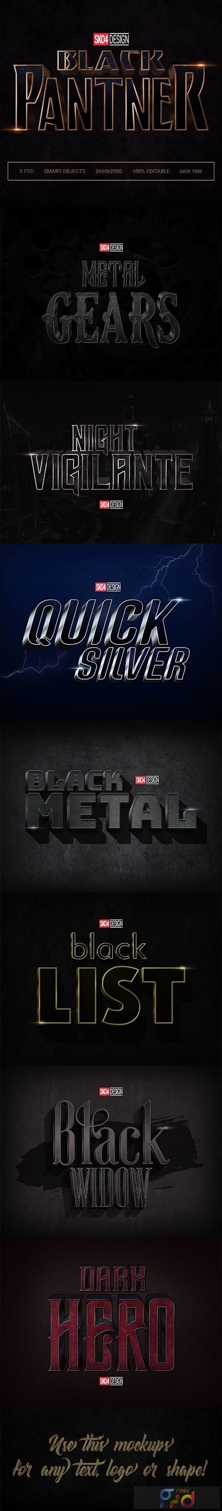 Black & Metal 3D 8 PSD Cinematic Effects
