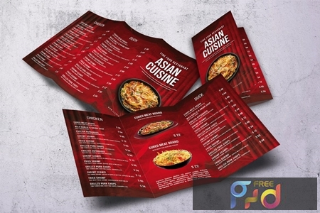 Asian Trifold A4 & US Letter Food Menu