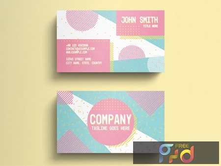 Business Card Layout with Pastel Geometric Accents 274315595 1