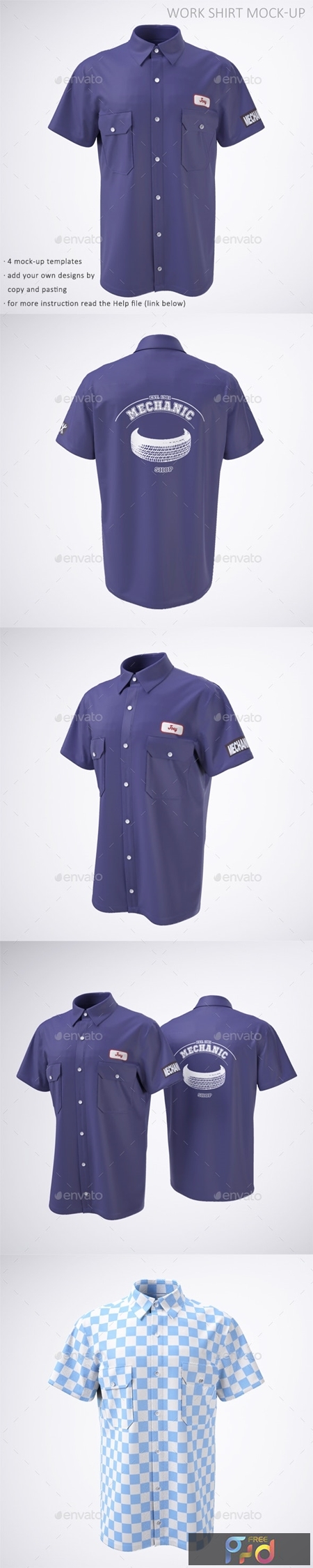 Download Work Shirt with Short Sleeves Mock-Up 21786901 - FreePSDvn