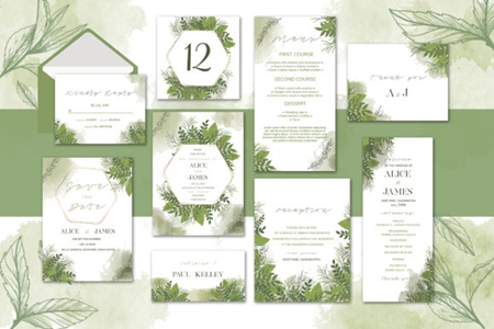 FreePsdVn.com 1908264 TEMPLATE green floral wedding invitation set 1663621 cover