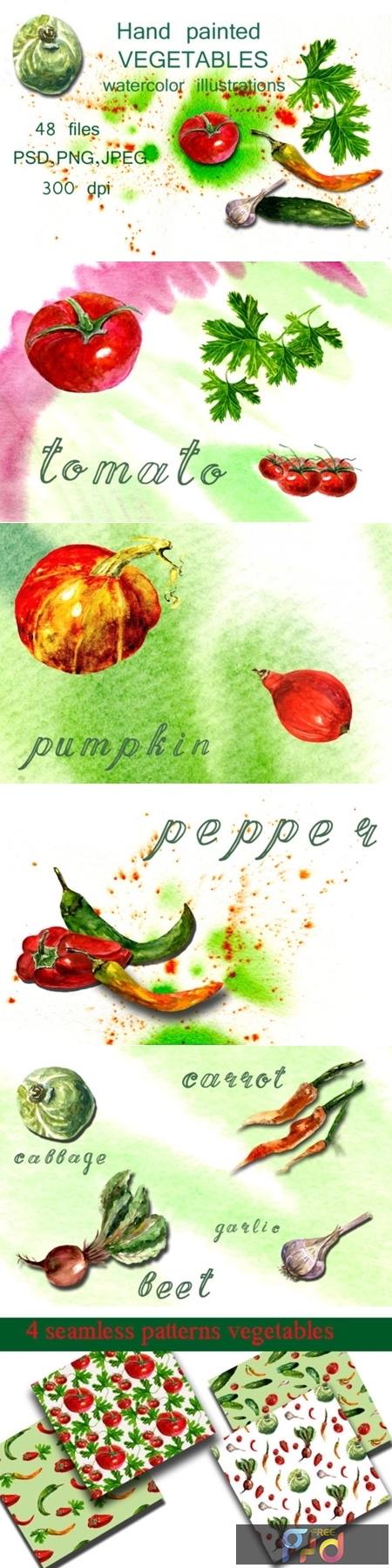 FreePsdVn.com 1908302 VECTOR watercolor illustrations vegetables 1657912