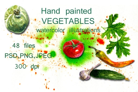 FreePsdVn.com 1908302 VECTOR watercolor illustrations vegetables 1657912 cover