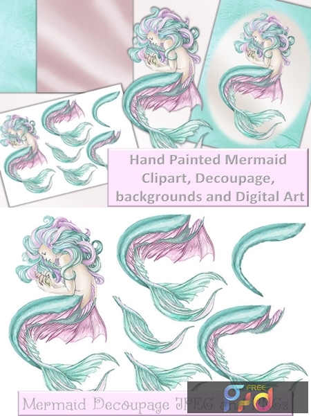 FreePsdVn.com 1908548 STOCK mermaid clipart and printables decoupage 1629604