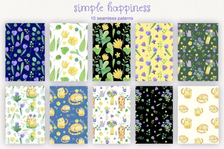 FreePsdVn.com 1909004 STOCK set of 10 watercolor seamless patterns 1629435 cover