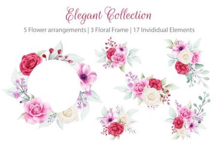 FreePsdVn.com 1909046 STOCK elegant watercolor flowers collection 1715197 cover