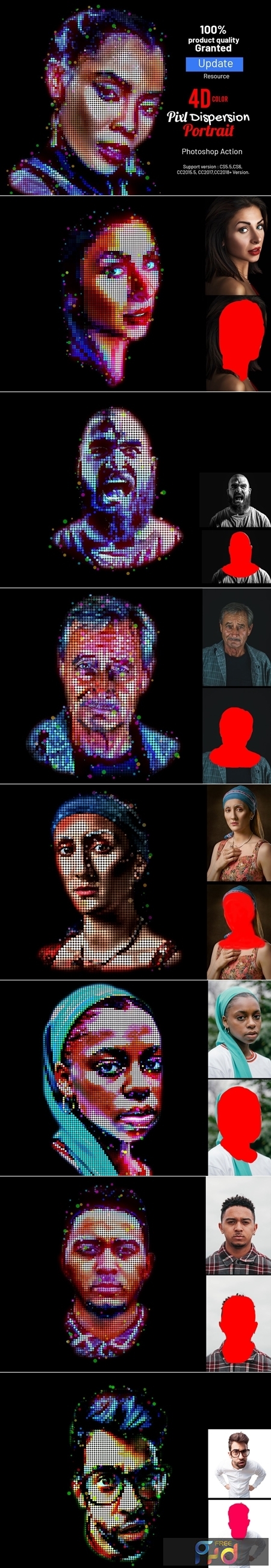 4D Color Pixel Portrait Action 4066638 1