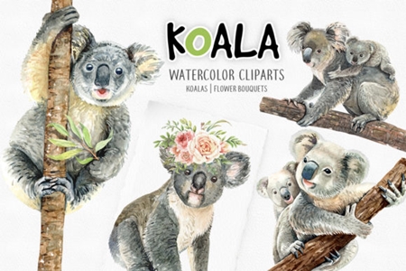 FreePsdVn.com 1910072 STOCK koala bear animals watercolor cliparts 1816757 cover