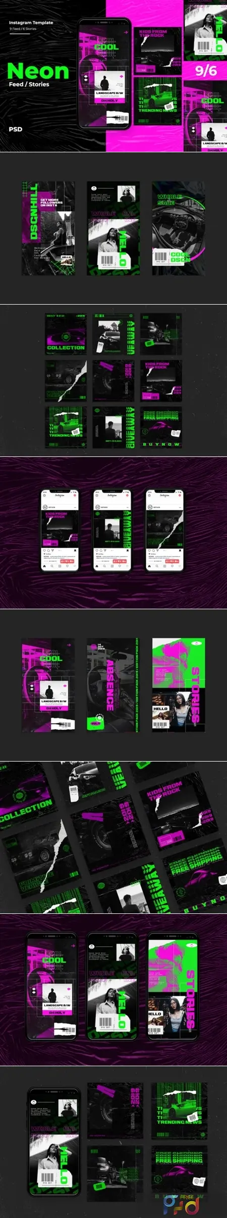 Neon Instagram Templates 1816705 - FreePSDvn