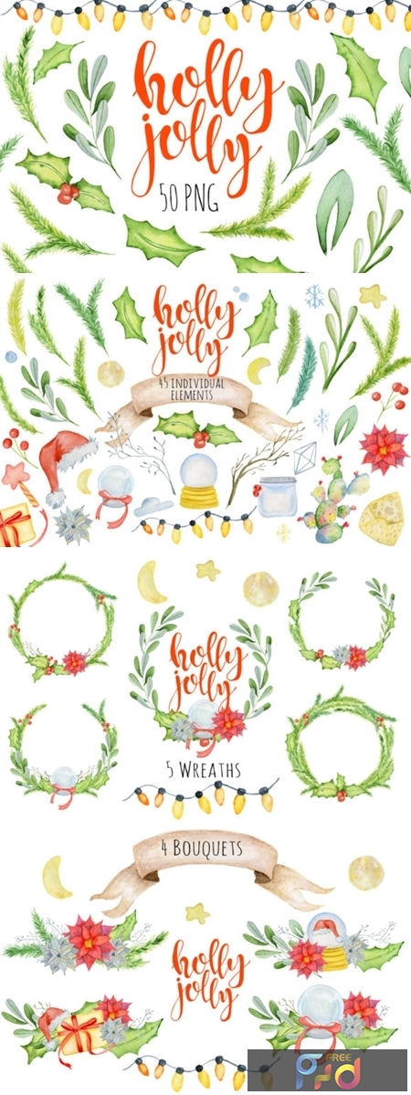 Christmas Floral Watercolor Clipart 1796153 1