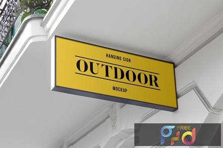 Outdoor Hanging Logo Sign Mockup #1 45FSFAV 1