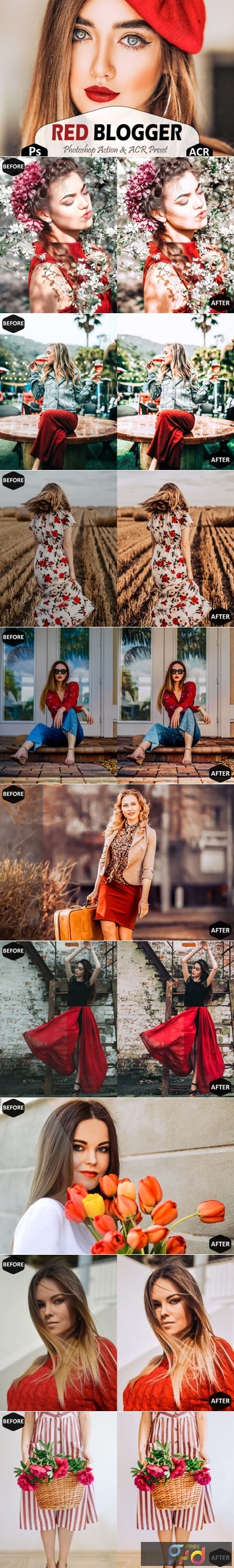 Red Blogger Photoshop Actions and ACR