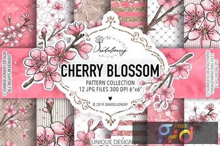 Cherry Blossom design and digital paper pack WLUGCSP 1