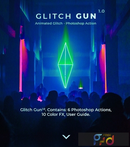 Glitch Gun Animated Photoshop Action Freepsdvn