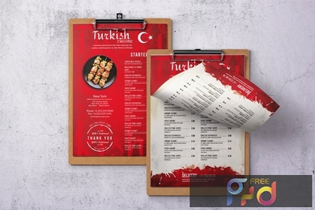 Turkish Cuisine Single Page A4 & US Letter Menu 3Y745UN 1