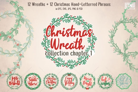 Download Free Christmas Wreaths And Phrases Ch 1 1993018 Freepsdvn PSD Mockup Template