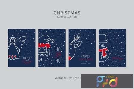 Christmas Greeting Card Vector Set E28XCQV 1