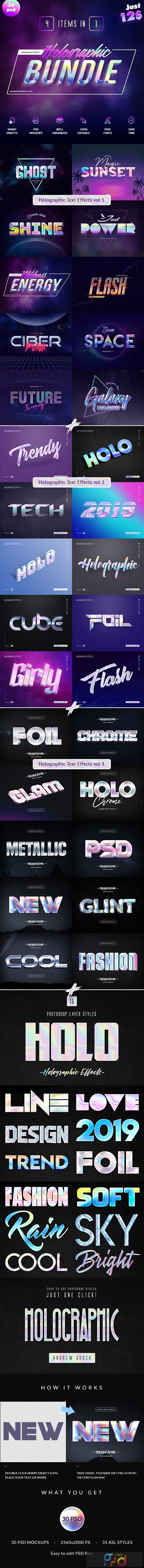 Holographic Text Effects Bundle 25047134 1