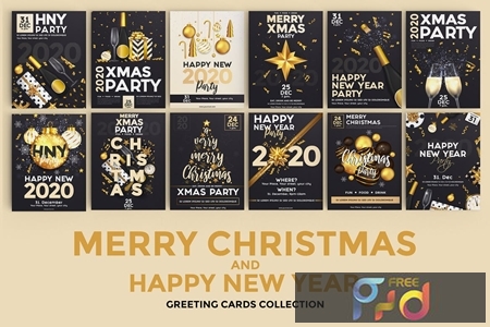 FreePsdVn.com 1912384 VECTOR set of 16 christmas and happy new year party flyer typg8kl