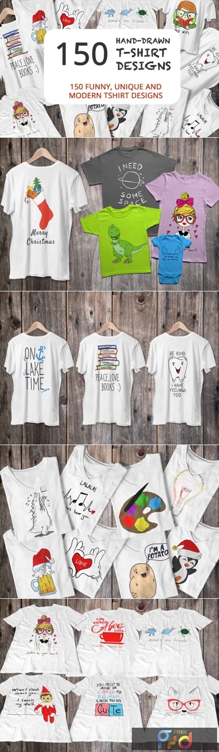 150 Hand Drawn Funny and Simple T-shirt 2178808 1