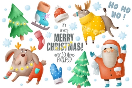 FreePsdVn.com 1912446 TEMPLATE christmas clipart and characters set 2178307 cover
