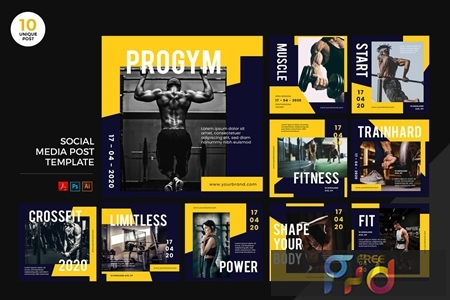 Gym Healthy Lifestyle Social Media Kit PSD & AI T6BK5DJ 1